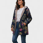 Aurora Navy Blue Coat with Floral Pattern