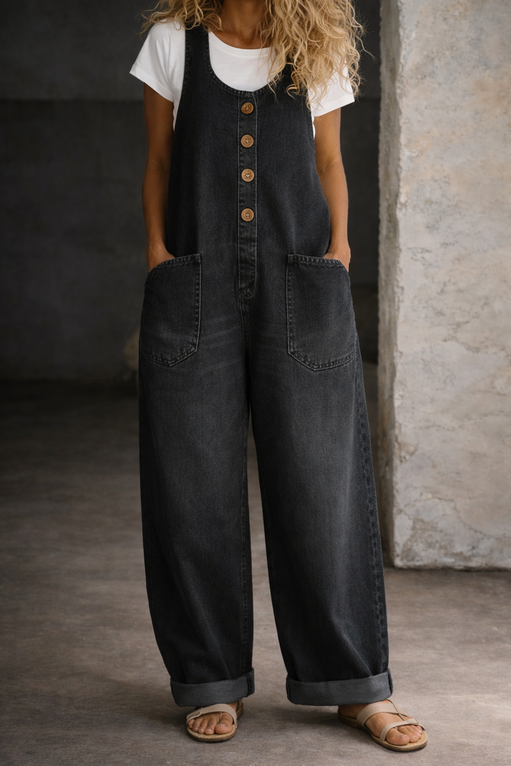 Verity Vintage Washed Cotton Dungarees - view 3