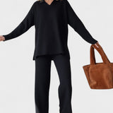 Briony, V-Neck Top & Wide-Leg Trousers Set