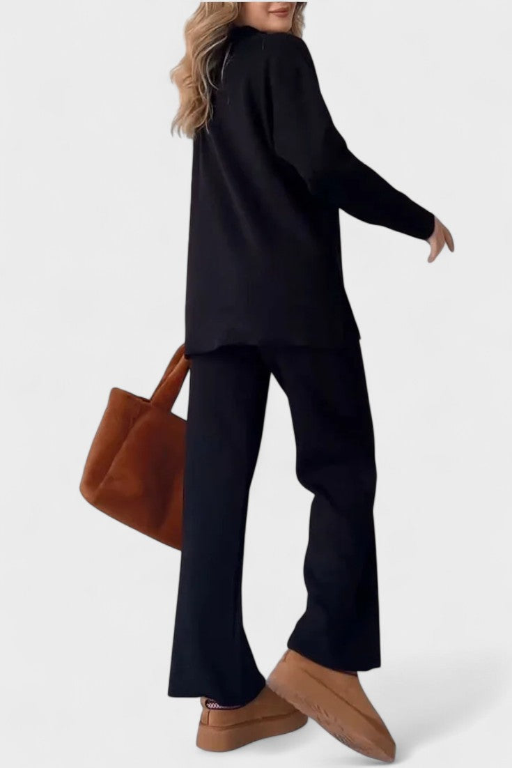 Briony, V-Neck Top & Wide-Leg Trousers Set