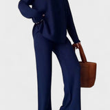 Briony, V-Neck Top & Wide-Leg Trousers Set
