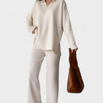 Briony, V-Neck Top & Wide-Leg Trousers Set
