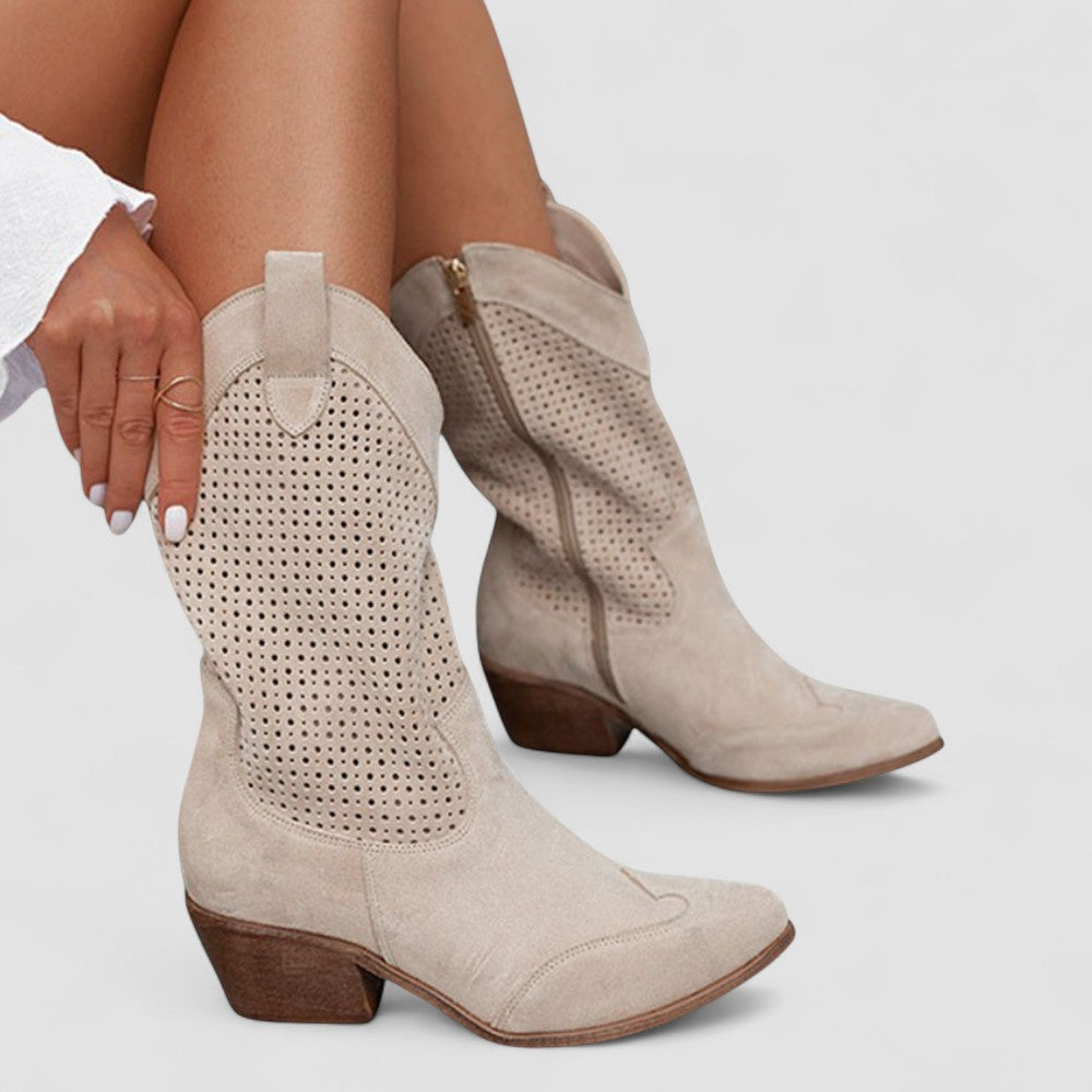 Quinn, Perforated Western Boots