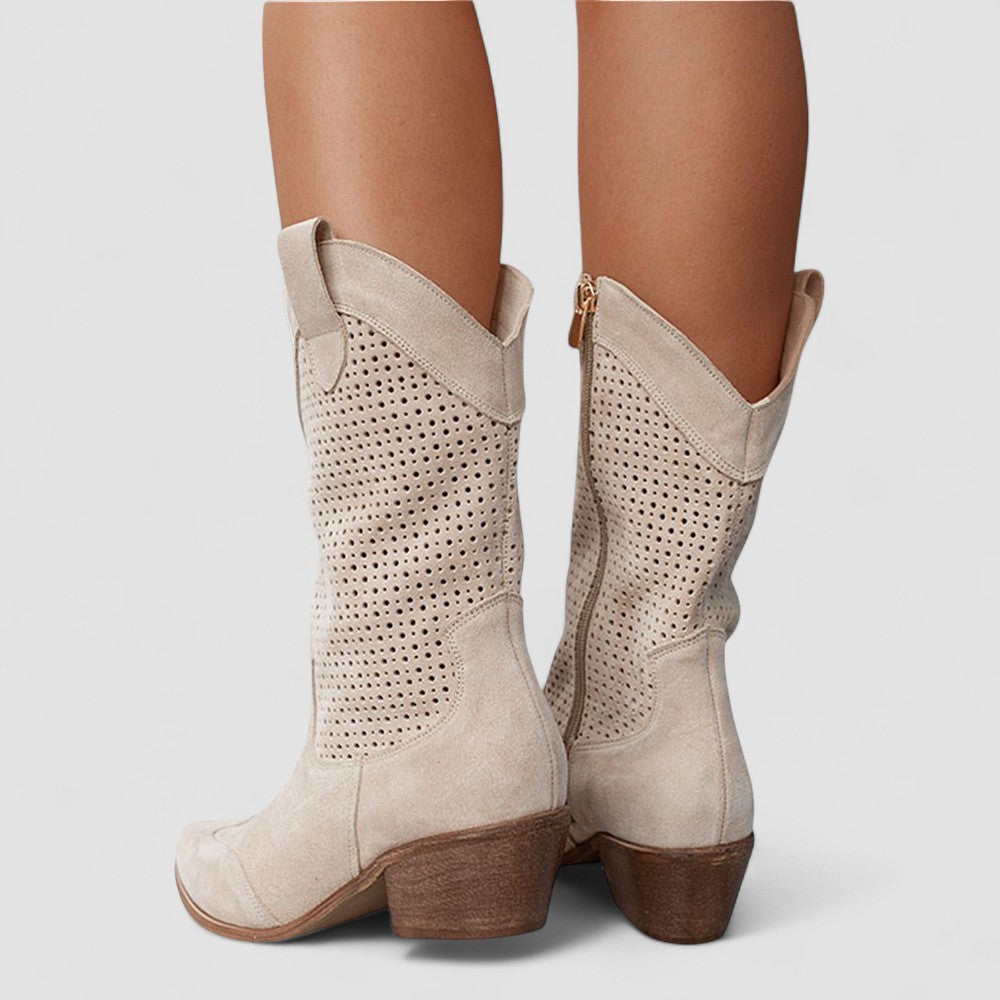 Quinn, Perforated Western Boots