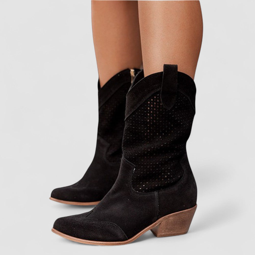 Quinn, Perforated Western Boots