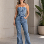 Evie Strapless Denim Dungarees - view 4