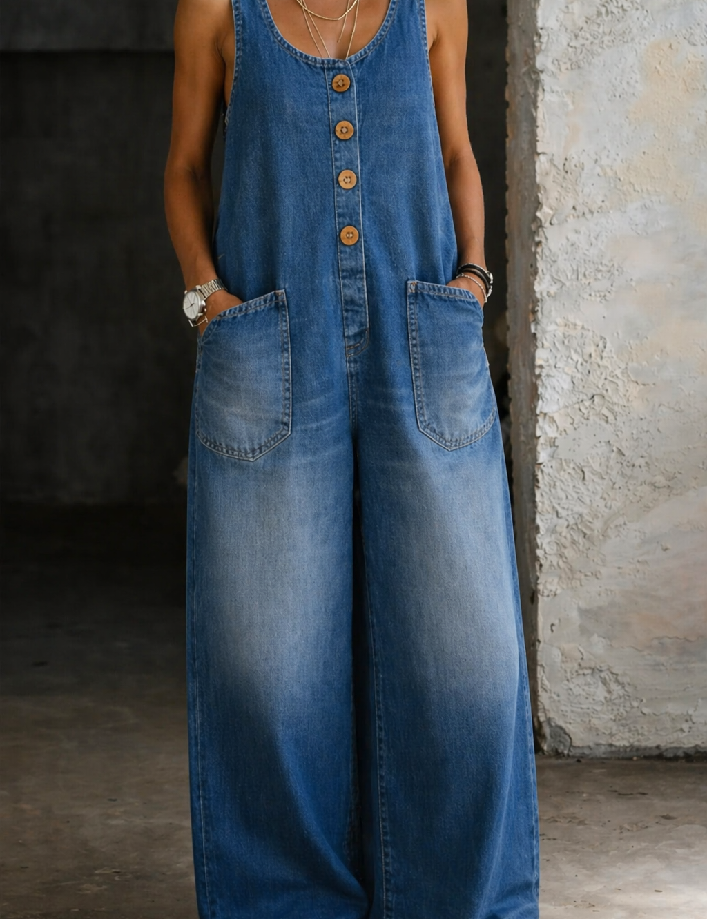 Amelia Vintage Cotton Dungarees - view 2