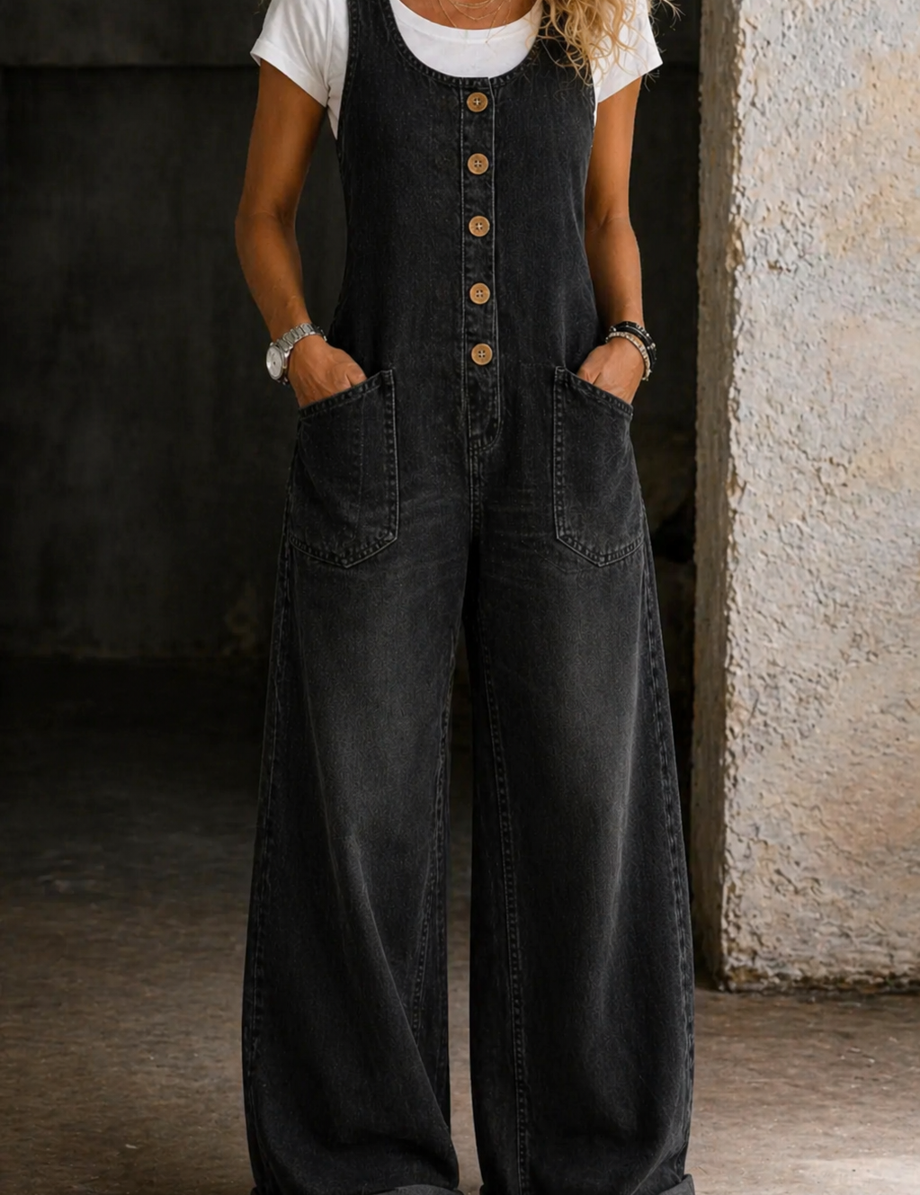 Verity Vintage Washed Cotton Dungarees - view 2