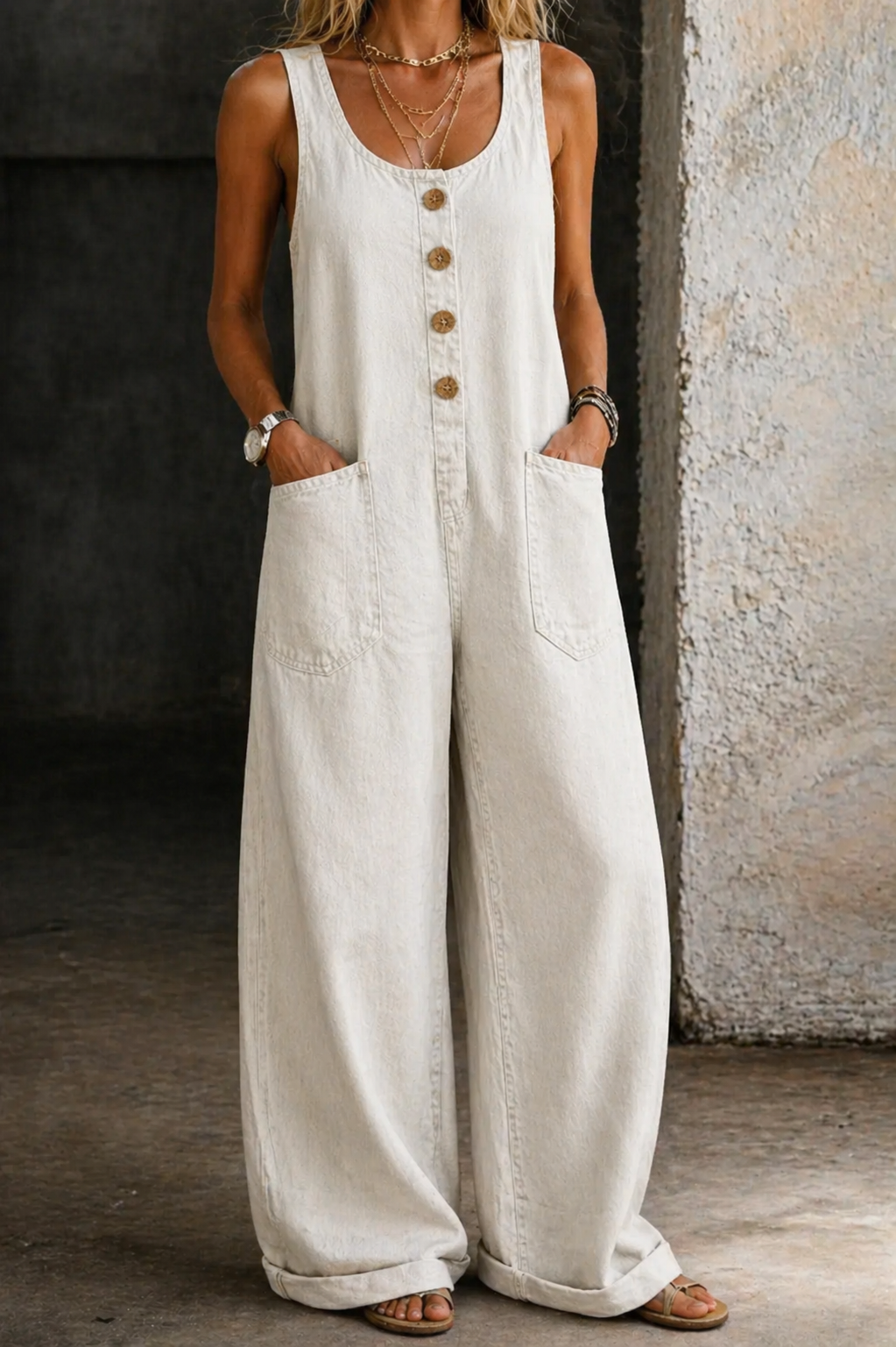 Victoria Vintage-Wash Denim Dungarees - view 2