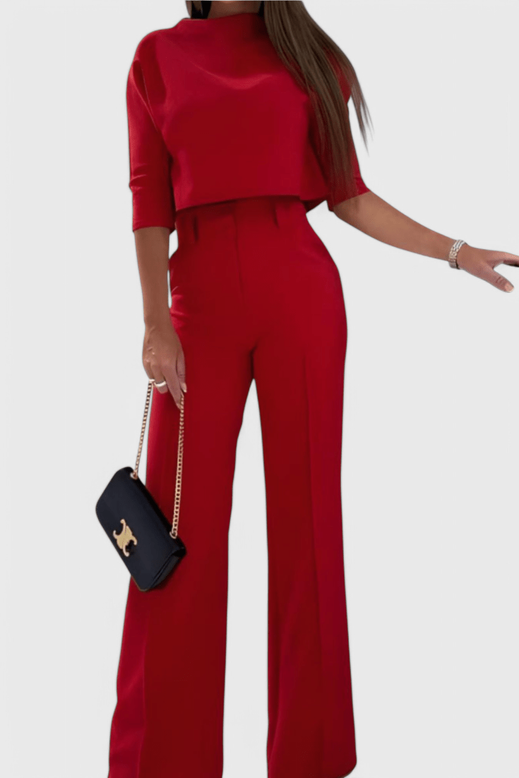 Cleo, Elegant Top & Wide-Leg Trousers Set