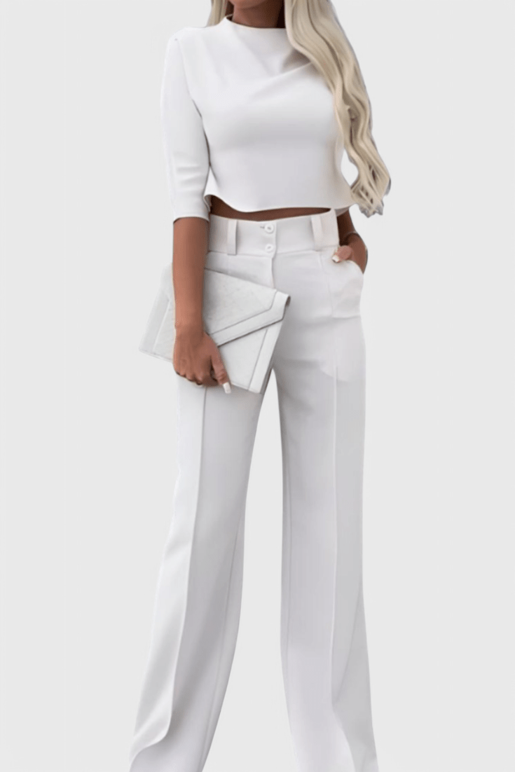 Cleo, Elegant Top & Wide-Leg Trousers Set