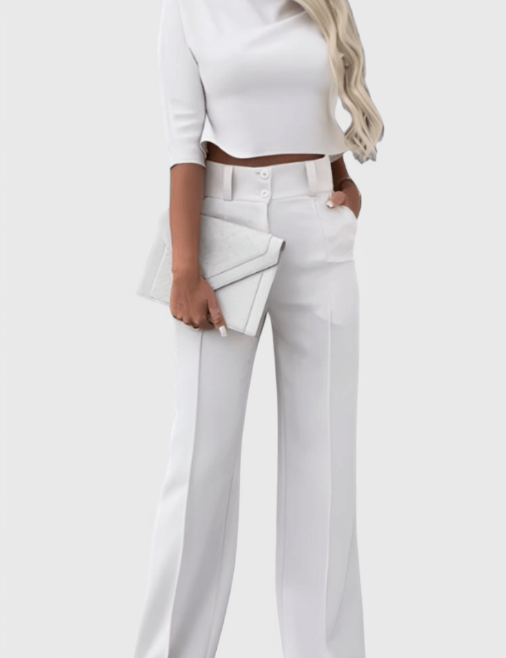 Cleo, Elegant Top & Wide-Leg Trousers Set