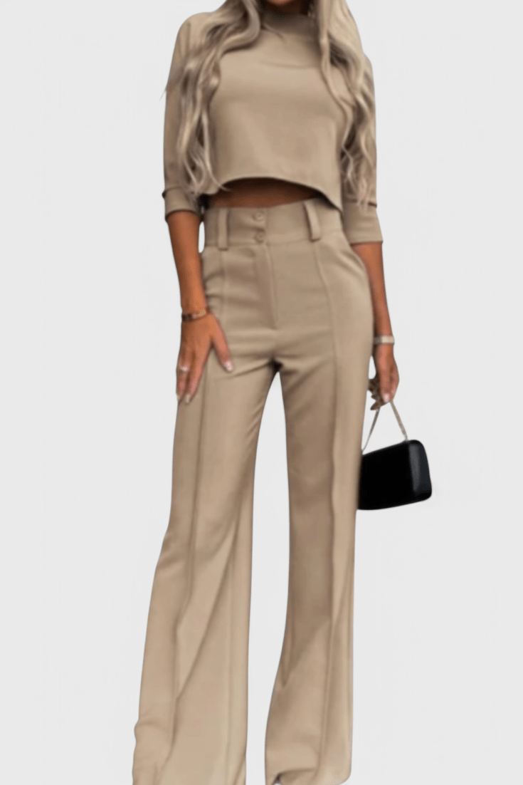 Cleo, Elegant Top & Wide-Leg Trousers Set
