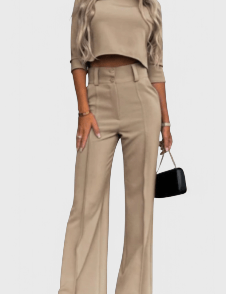 Cleo, Elegant Top & Wide-Leg Trousers Set