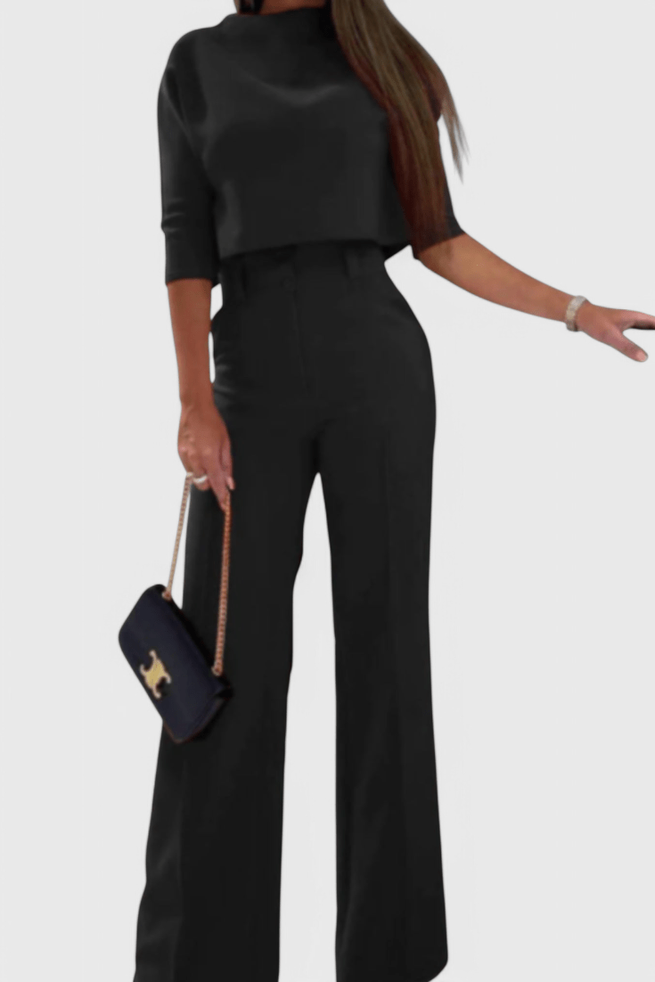 Cleo, Elegant Top & Wide-Leg Trousers Set