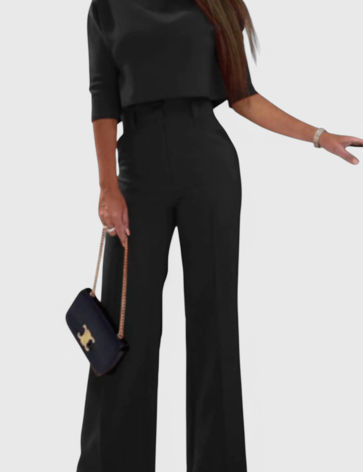 Cleo, Elegant Top & Wide-Leg Trousers Set