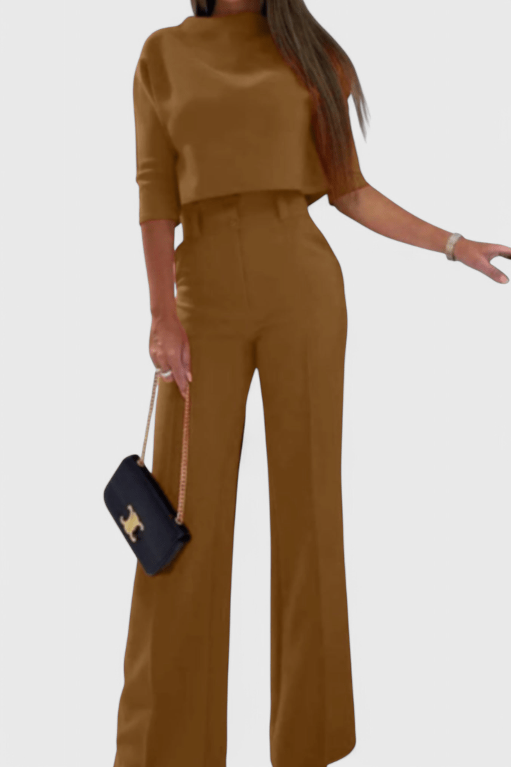 Cleo, Elegant Top & Wide-Leg Trousers Set