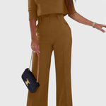 Cleo, Elegant Top & Wide-Leg Trousers Set