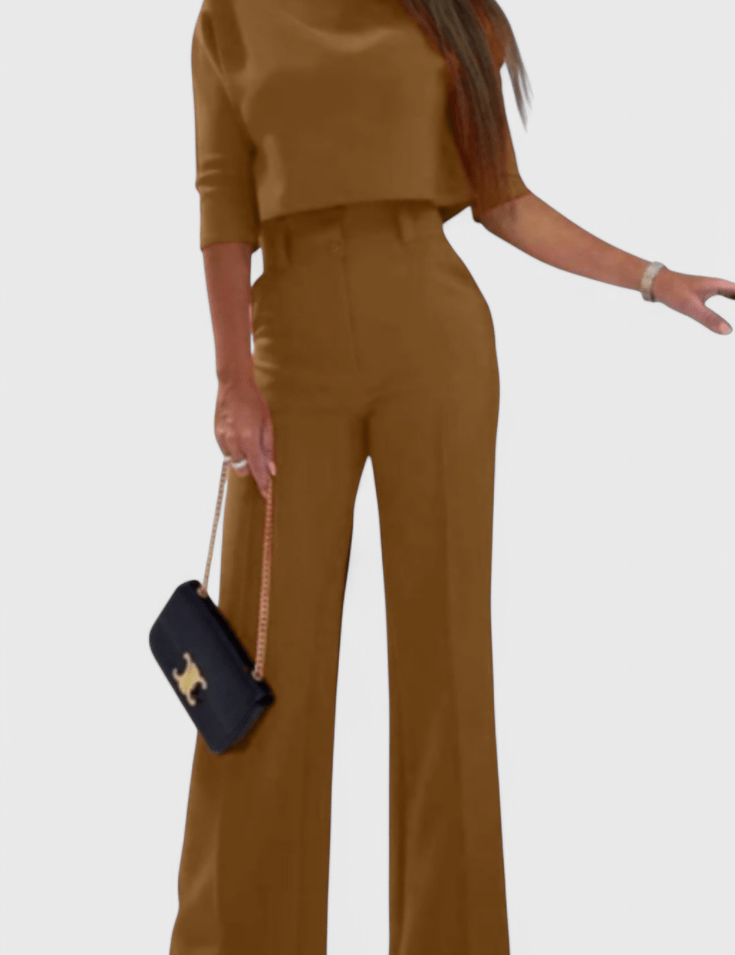 Cleo, Elegant Top & Wide-Leg Trousers Set