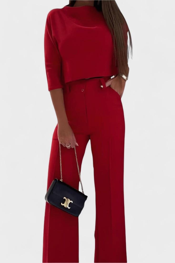 Cleo, Elegant Top & Wide-Leg Trousers Set