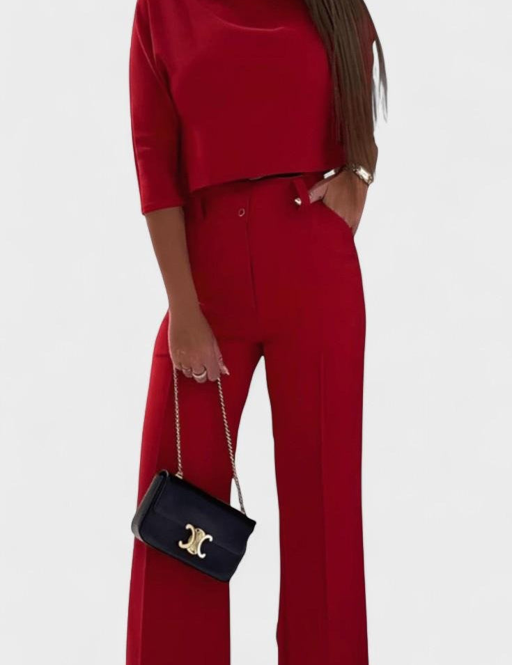 Cleo, Elegant Top & Wide-Leg Trousers Set