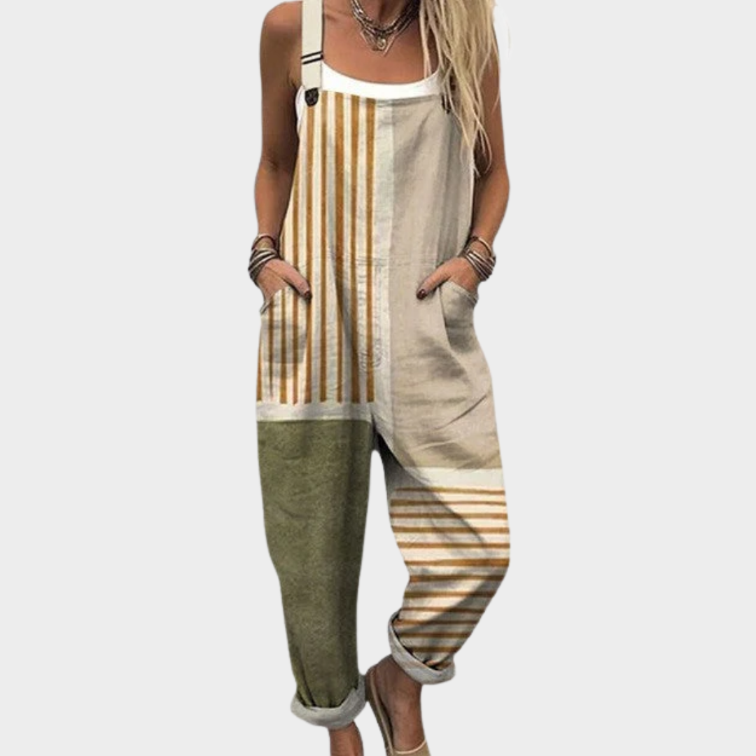 Comfortable printed overalls, front view
