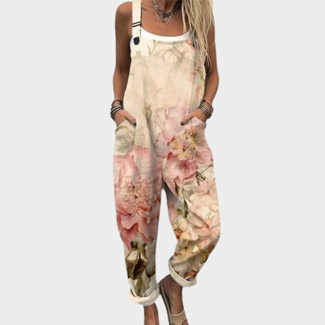Comfortable printed overalls, front view