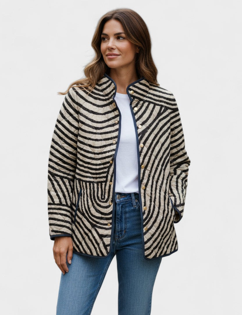 Dorothy Quilted Jacket with Zebra Stripes