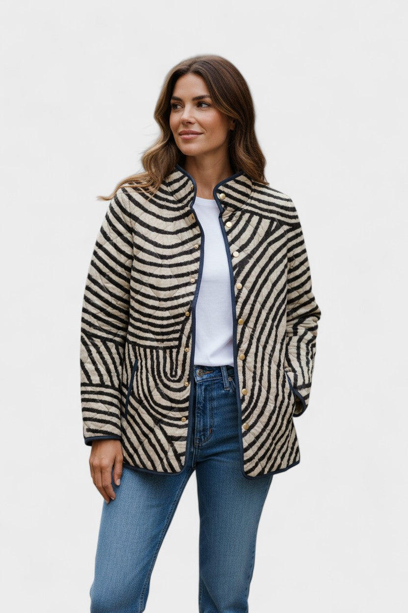 Dorothy Quilted Jacket with Zebra Stripes