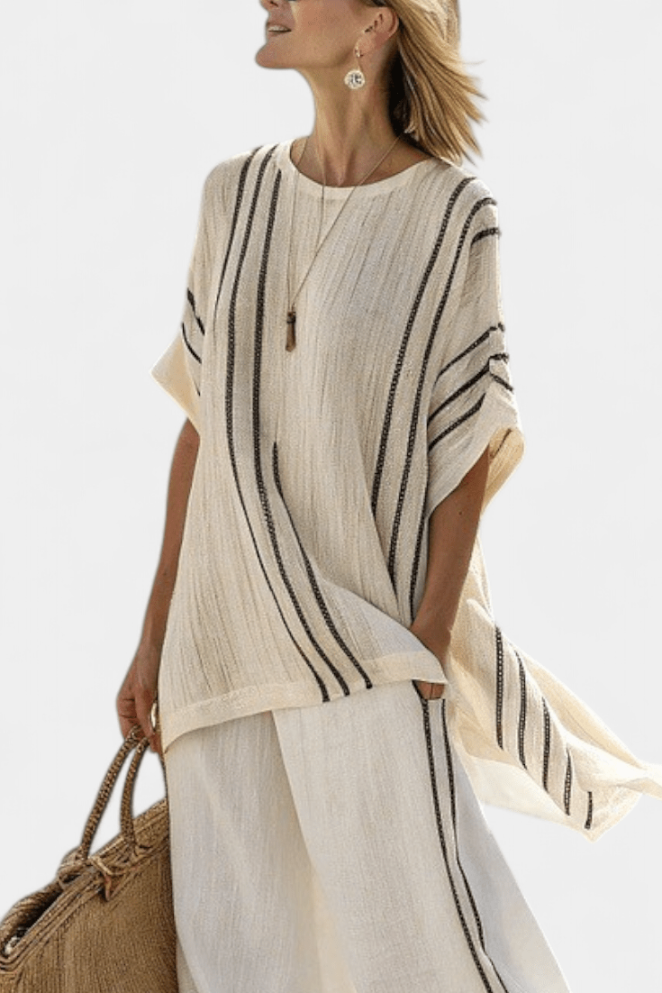 Daisy, Striped Oversized Top & Palazzo Trousers Set