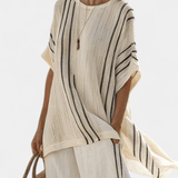 Daisy, Striped Oversized Top & Palazzo Trousers Set