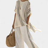 Daisy, Striped Oversized Top & Palazzo Trousers Set