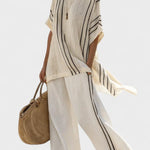 Daisy, Striped Oversized Top & Palazzo Trousers Set