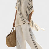 Daisy, Striped Oversized Top & Palazzo Trousers Set