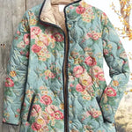Marianne Light Blue Quilted Jacket with Rose Pattern - view 2