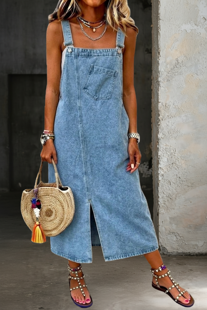 Georgia Casual Denim Pinafore Dress - view 2