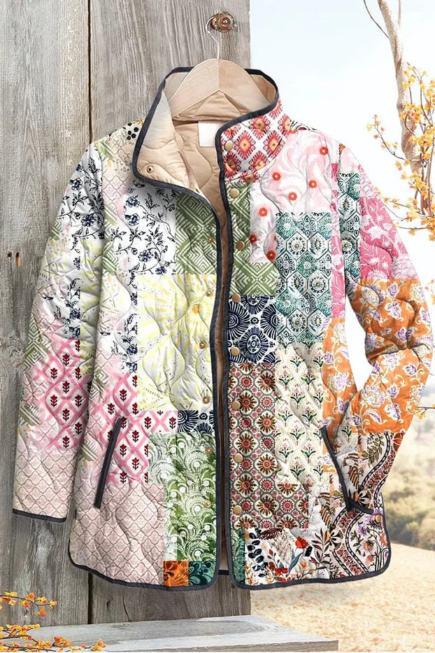 Edwina Quilted Patchwork Jacket in Pastel Shades - view 2