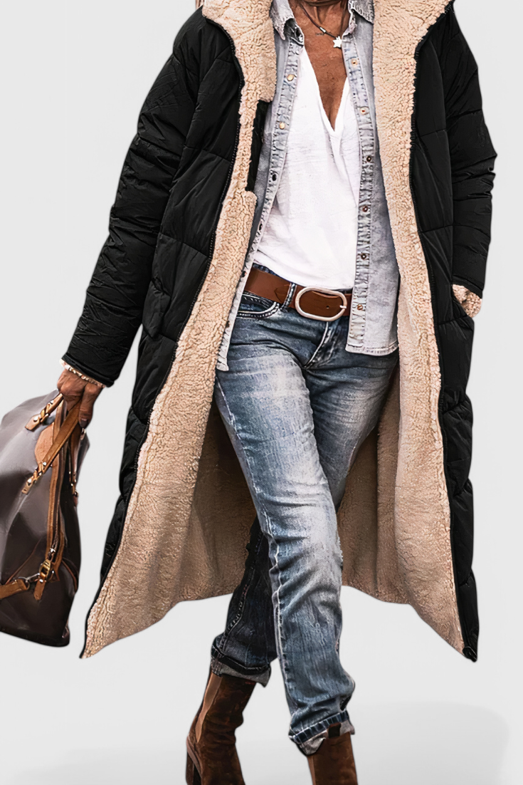 Meredith, Cosy Longline Hooded Coat
