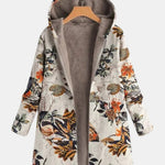 Elena Boho-Sherpa Hooded Coat with Floral Pattern - view 2