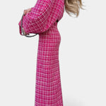 Ella, Pink Checked Jacket & Maxi Skirt Set