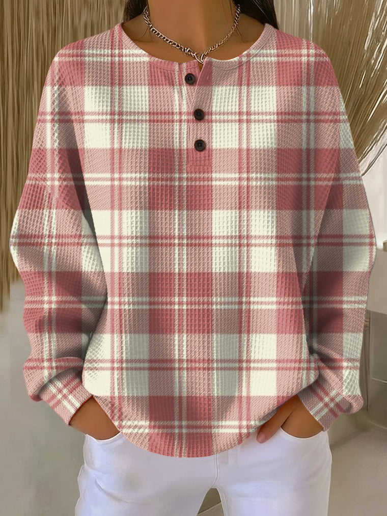 Svenja | Jumper with Check Pattern in Rose