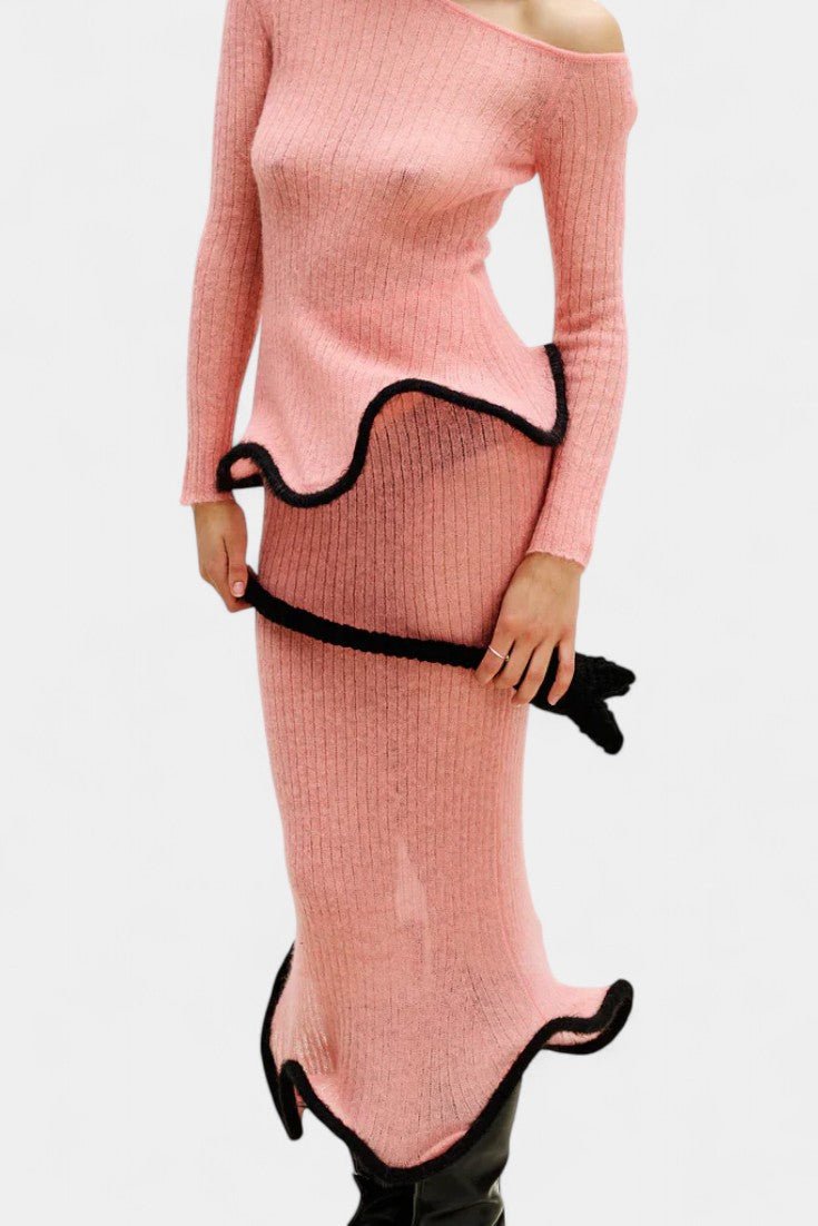 Emma, Fitted Knitted Top & Maxi Skirt Set