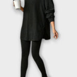 Emma, Ribbed Longline Top & Leggings Set