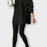 Emma, Ribbed Longline Top & Leggings Set
