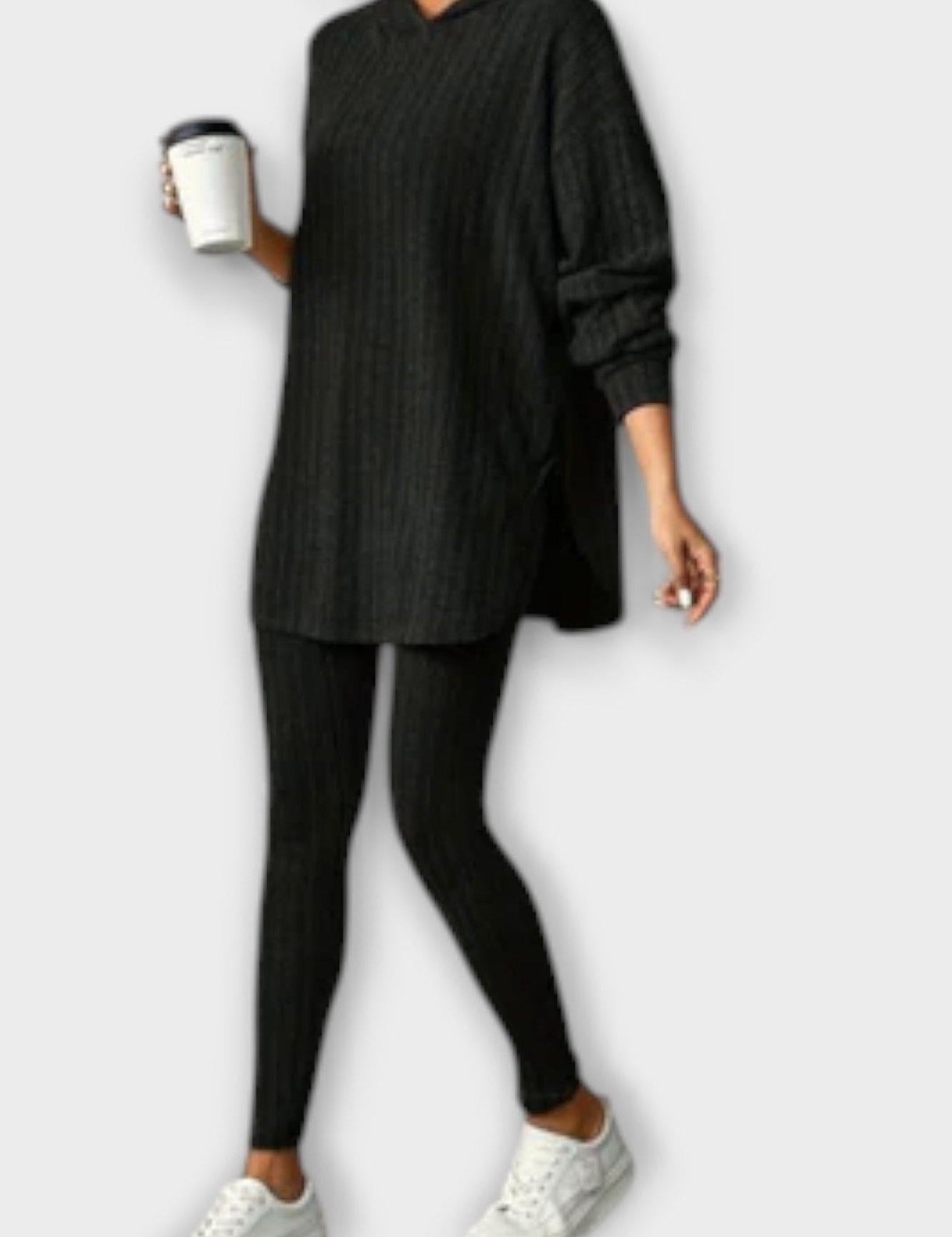 Emma, Ribbed Longline Top & Leggings Set