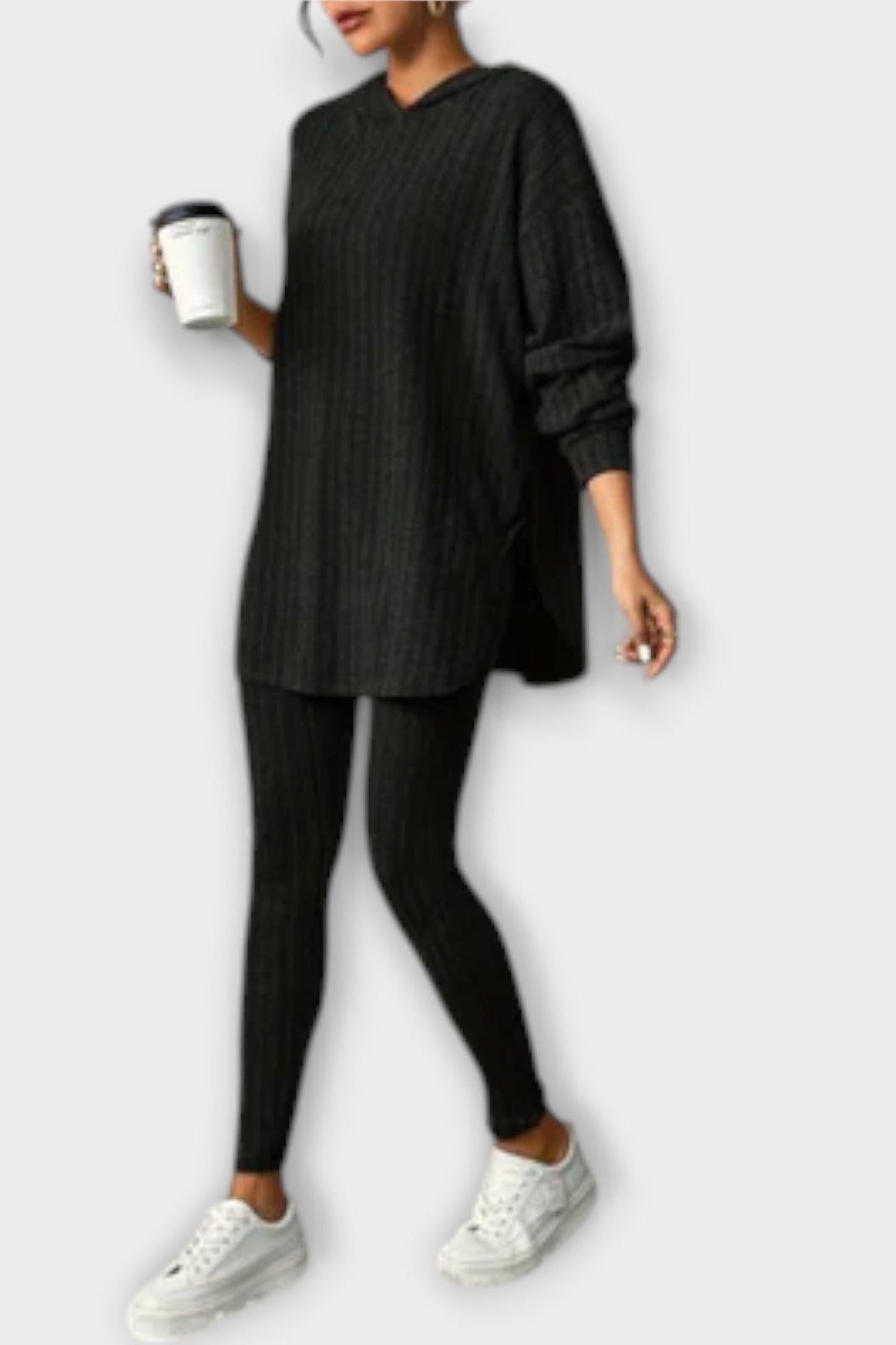 Emma, Ribbed Longline Top & Leggings Set