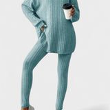 Emma, Ribbed Longline Top & Leggings Set