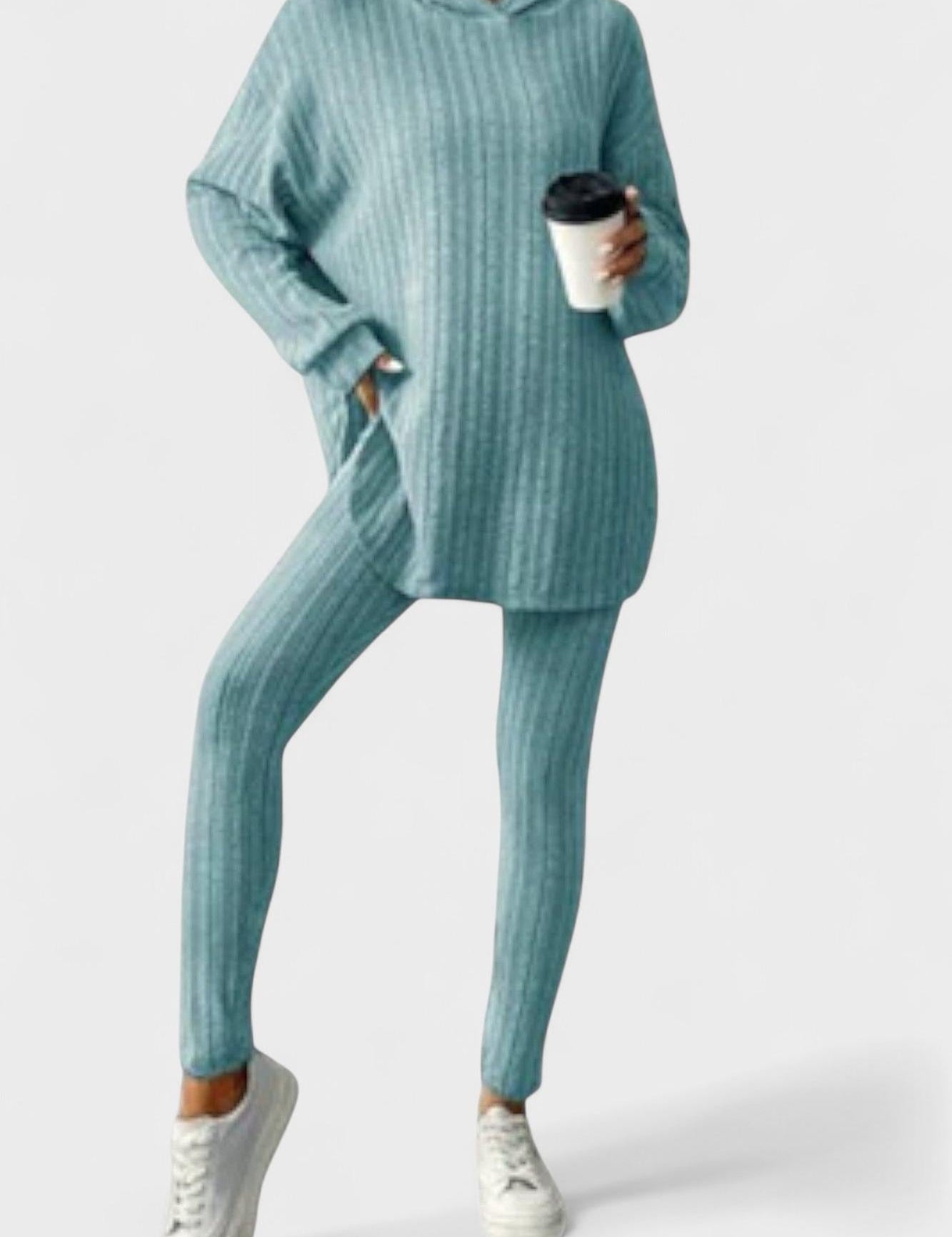 Emma, Ribbed Longline Top & Leggings Set