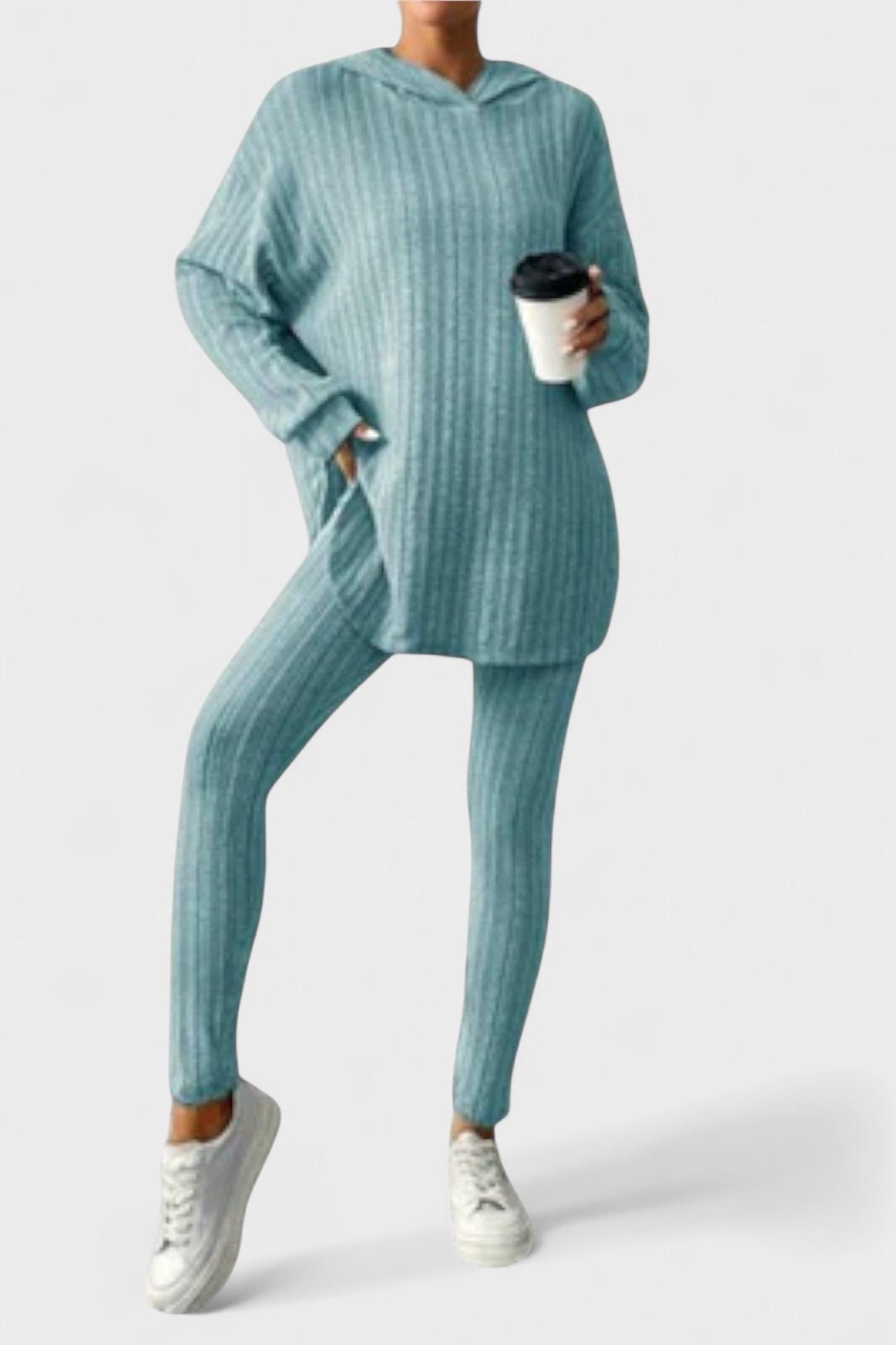 Emma, Ribbed Longline Top & Leggings Set