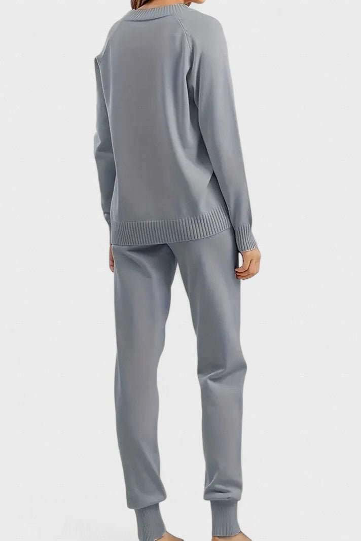 Pippa, V-Neck Knitted Jumper & Trousers Set